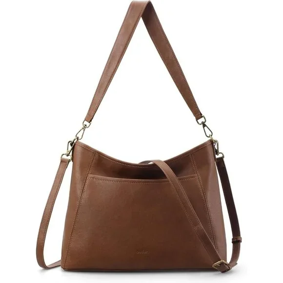 Elegant Genuine Leather Hobo Crossbody Bag with Detachable Straps - 13.39x10.63 - Picture 1 of 5